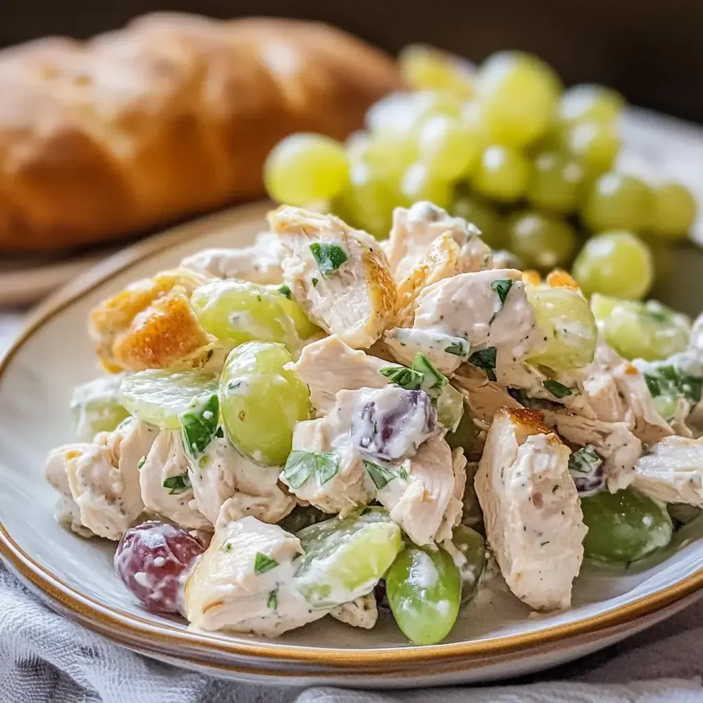 A plate of food with grapes and bread.